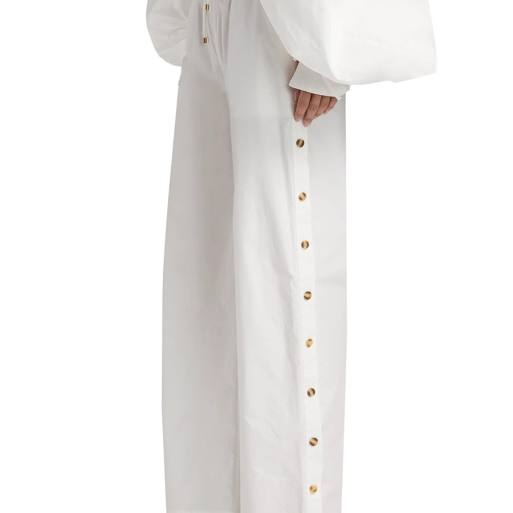 Wide Leg White Snap-Button pants